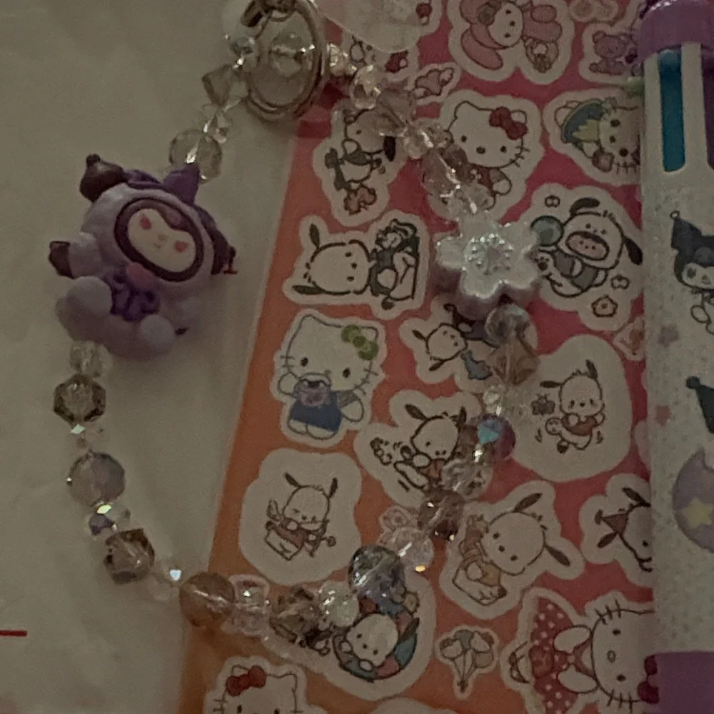 Cute Sanrio Sticker & Charm Set with Purple Pen‎